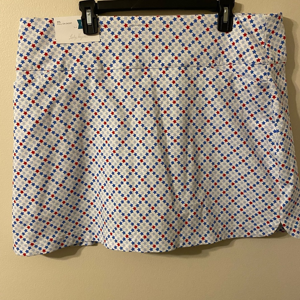 New NWT‎ Lady Hagen 17” Tummy Control Skort Golf Stars Red White Blue Size XXL